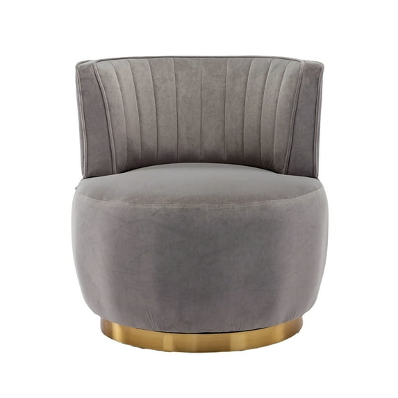 YesFashion Swivel Barrel Accent Sofa Chair with Hardwood Frame Wide Upholstered 360° Rotation Round Velvet Chair for Living Room, Bedroom, Office, Kids Room