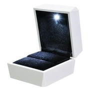 "YesHom 2.6""x2.4""x2.1"" LED Light Square Diamond Ring Box White Velvet Jewelry Gift Wedding Proposal Engagement"