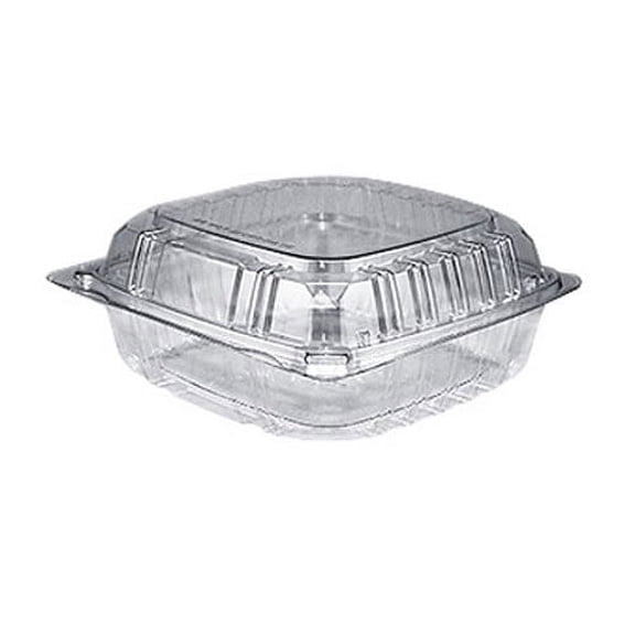 YesPac Brite Pak HCP802 8" x 8'" x 2.3" Hinged Square Plastic Food Container, Clear | 200/Case