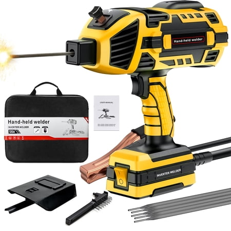 YesRight Handheld Welding Machine 110V 120A Portable Electric Welder Machine ARC Welder Gun with IGBT Inverter 5 Variable Current Adjustment for 3/32"-1/8" Welding Rod Tool