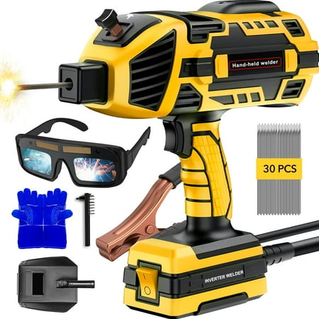 YesRight Portable Welding Machine, 110V Handheld Welder with 30PCS Rods & Auto Darkening Googles, Electric ARC Welder Gun with IGBT Inverter 5 Variable Current Adjustment Fits for 3/32" Welding Rods