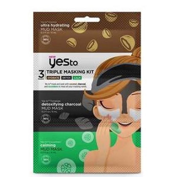 YesTo TRIPLE MASKING KIT Hydrate Detox Calm 0.2oz (2 Pack)