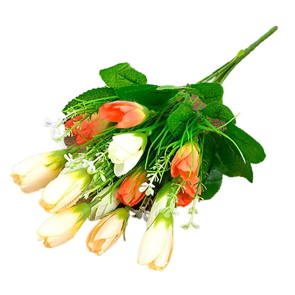 Yesbay 1 Bouquet 15 Heads Fake Tulip Bud Artificial Flower Wedding Party Home Decor,Artificial Flower-Orange