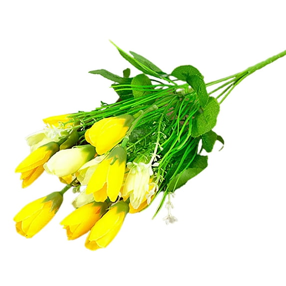Yesbay 1 Bouquet 15 Heads Fake Tulip Bud Artificial Flower Wedding Party Home Decor,Artificial Flower-Yellow