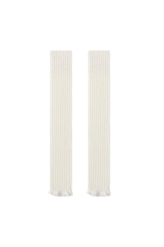1 Pair Calf Covers Knitted Anti-slip Faux Pearl Elastic Lolita Style JK Cosplay Performance Daily Wear Sports Outing Leg Warmers