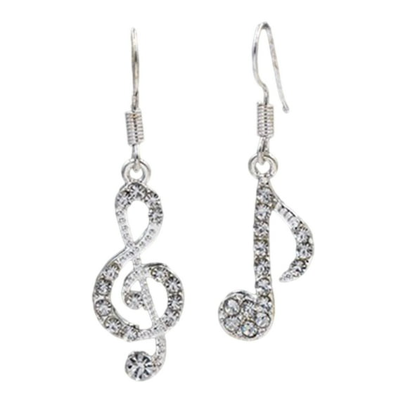 Yesbay 1 Pair Dangle Earrings Musical Note Design Sparkling Rhinestone Drop Earrings Decoration Wedding Jewelry for Women
