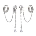 thumbnail image 1 of Yesbay 1 Pair Ear Cuffs Personality Long Chian Without Piercing Inlaid Rhinestone Long Tassel Clip Earrings Jewelry Accessory, 1 of 7