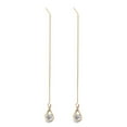 thumbnail image 1 of Yesbay 1 Pair Earrings Lead Free Long Chain Teardrop Shape Rhinestone Inlaid Ear Line for Party, 1 of 8