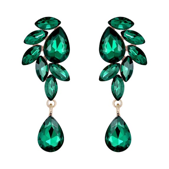 Yesbay 1 Pair Elegant Shining Faux Crystal Glass Dangle Earrings Women Exquisite Long Earrings Jewelry Gift