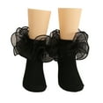 thumbnail image 1 of Yesbay 1 Pair Socks Floral Lace Decor Solid Color Soft Elastic Anti-slip Ballet Dancing Performance Socks, 1 of 8