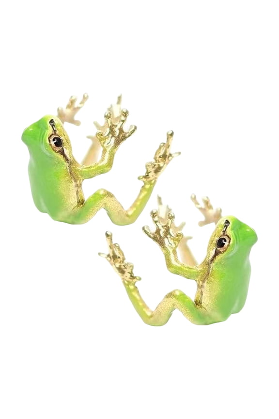1 Pair Tree Frog Ear Clips Realistic Animal Shape Electroplated Polished Ani-slip Non-pierced Alloy Party Events Daily Wear Earrings