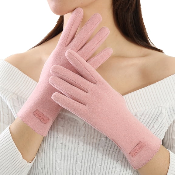 Yesbay 1 Pair Winter Women Full Finger Gloves Touch Screen Warm Thick Velvet Gloves