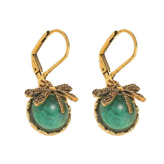 Yesbay 1 Pair Women Dragonfly Decor Leverback Earrings Faux Crystal Drop Earrings Bohemia Dangle Earrings Jewelry Gift