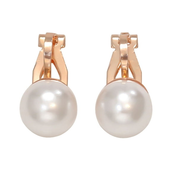 Yesbay 1 Pair Women Ear Studs Faux Pearl Ear Clips Anti-rust Alloy Formal Commute Earrings Lady Dating Travel Stud Earrings Ear Jewelry