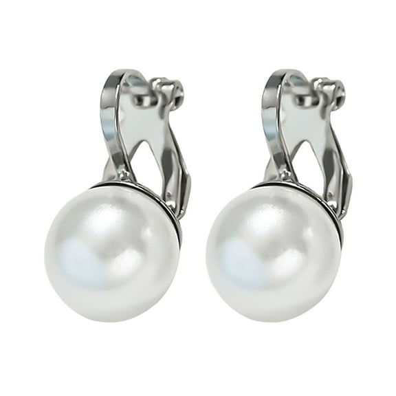 Yesbay 1 Pair Women Ear Studs Faux Pearl Ear Clips Anti-rust Alloy Formal Commute Earrings Lady Dating Travel Stud Earrings Ear Jewelry
