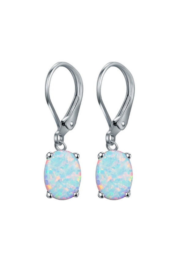 1 Pair Women Leverback Earrings Oval Shape Rhinestone Claps Earrrings Polished Alloy Drop Earrings for Prom Dating Cocktail Parties