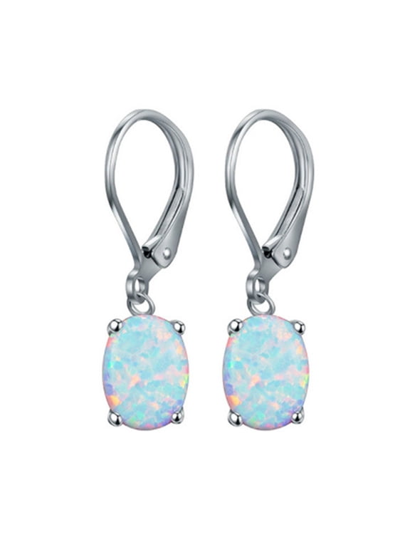 1 Pair Women Leverback Earrings Oval Shape Rhinestone Claps Earrrings Polished Alloy Drop Earrings for Prom Dating Cocktail Parties