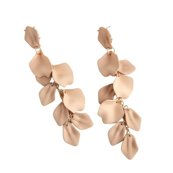 Yesbay 1 Pair Women Petal Earrings Retro Anti-allergy Lightweight Ear Decoration Jewelry Prom Cocktail Party Hanging Earrings Long Dangle Earrings