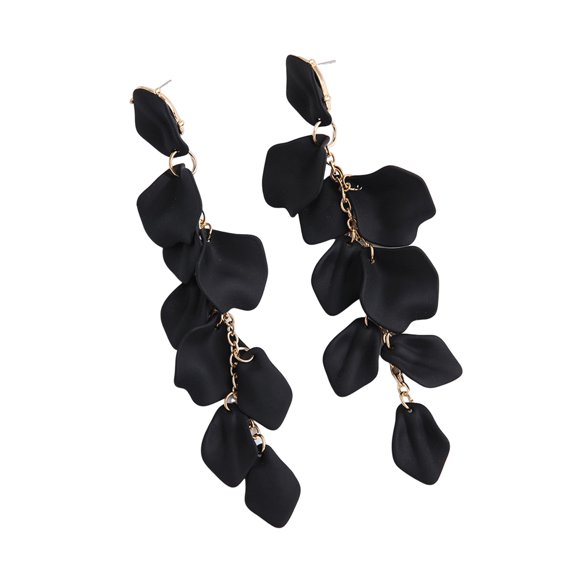 Yesbay 1 Pair Women Petal Earrings Retro Anti-allergy Lightweight Ear Decoration Jewelry Prom Cocktail Party Hanging Earrings Long Dangle Earrings
