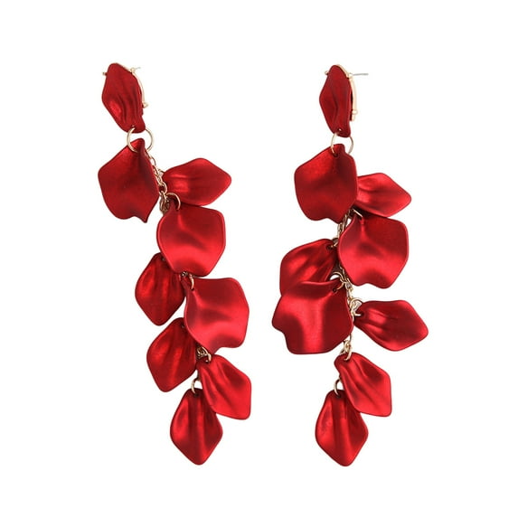 Yesbay 1 Pair Women Petal Earrings Retro Anti-allergy Lightweight Ear Decoration Jewelry Prom Cocktail Party Hanging Earrings Long Dangle Earrings
