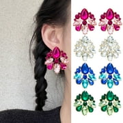 YESBAY 1 Pair Women Stud Earrings Polished Galss Decor Alloy Hollow Out Geometric Electroplated Ear Jewelry Lady Prom Cocktail Formal Party Ear Studs