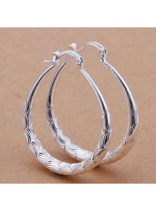Yesbay 1 Pair Men Stainless Steel Non-Piercing Clip On Ear Stud Cuff Hoop  Earrings-Silver 