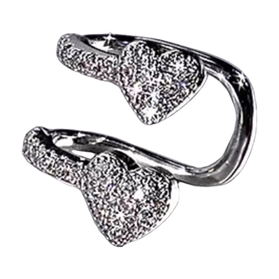 Yesbay 1 Pcs Women Ear Clip Ear Cuff Rhinestone Heart Smooth Polished C-shaped Non-pierced Anti-slip Stainless Lightweight Hip Hop Lady Ear Clips Club Jewelry