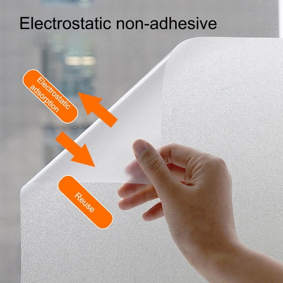 Yesbay 1 Roll Frosted Window Film Privacy UV Sun Blocking Glass Covering Cling Home Office Bathroom Glass Window Door Static Film