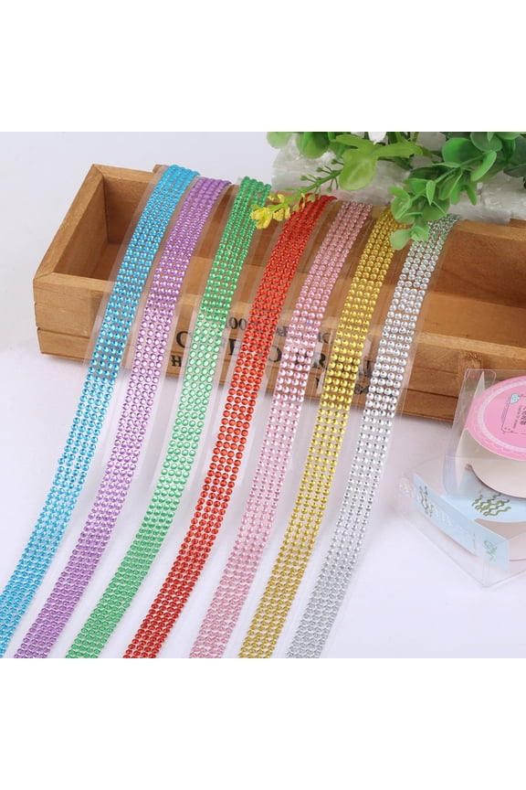 1 Roll Tape Eye-catching Self-Adhesive Acrylic DIY Rhinestones Sticker for Scrapbook,Silver