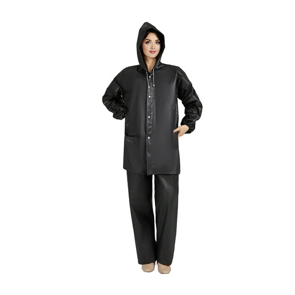 Yesbay 1 Set Adults Rain Suit EVA Breathable Outdoor Hooded Rain Jacket Trouser Men Women Thick Hooded Rainwear Rain Gear