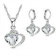 thumbnail image 1 of Yesbay 1 Set Drop Earrings Geometric Rhinestone High Gloss Cubic Zirconia Fine Workmanship Decoration Shinny Heart-shaped Pendant Necklace Women Accessory White, 1 of 8