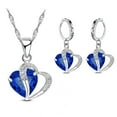 thumbnail image 1 of Yesbay 1 Set Drop Earrings Geometric Rhinestone High Gloss Cubic Zirconia Fine Workmanship Decoration Shinny Heart-shaped Pendant Necklace Women Accessory Blue, 1 of 8