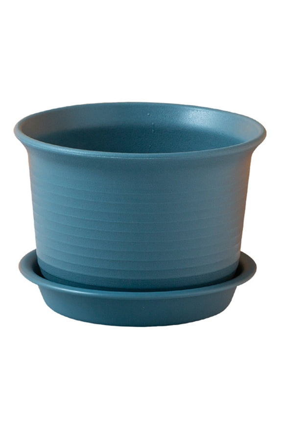 1 Set More Thicken Flowerpot Reliable Resin Ripple Pattern Flower Planter for Home,Blue XL