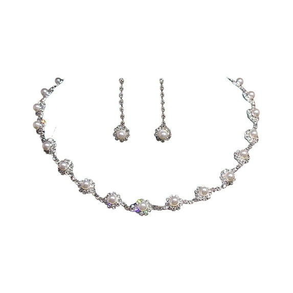Yesbay 1 Set Necklace Earrings Set Necklace Tassel Earrings Prom Wedding Party Bride Symmetric Dangle Earrings s Neck Jewelry Set