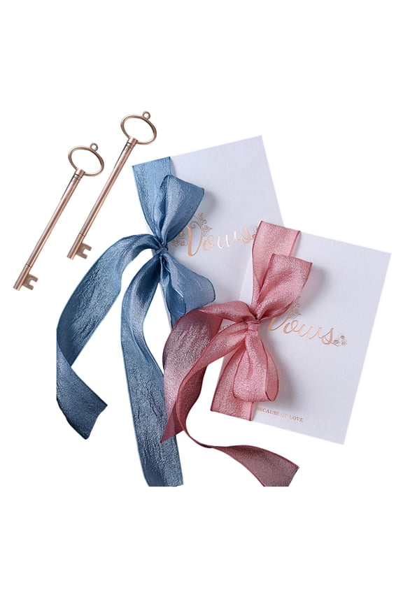 1 Set Wedding Vow Book with Ribbon Gold Foil Lettering Bridal Shower Engagement Ceremony His Hers Vow Card Gift