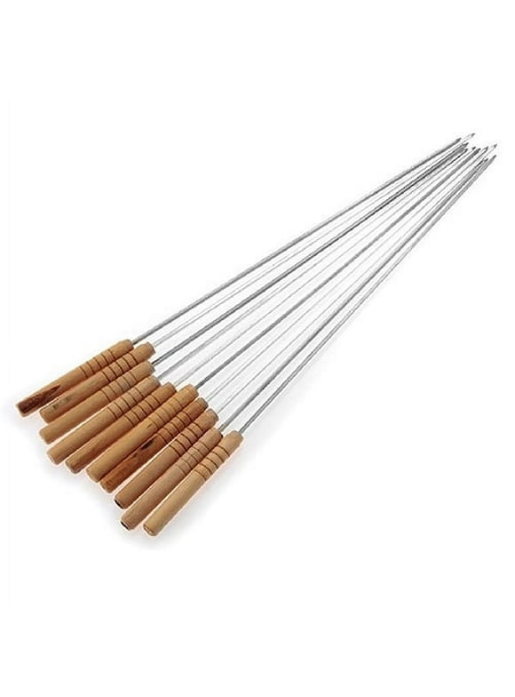 Yesbay 10/12 Pcs Outdoor Picnic BBQ Barbecue Skewers Roast Stick Stainless Steel Needle,BBQ Skewers-10 Pcs