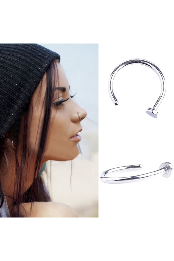 10/6/2Pcs Stainless Steel Nose Open Hoop Ring Body Piercing Stud Jewelry-10Pcs*