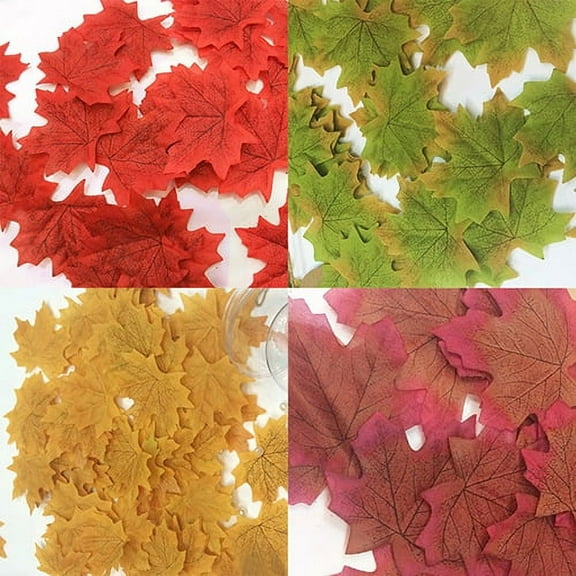 Yesbay 100 Pcs Fall Fake Silk Leaves Wedding Favor Autumn Maple Leaf Wedding Decoration,Fake Maple Leaf-Orange