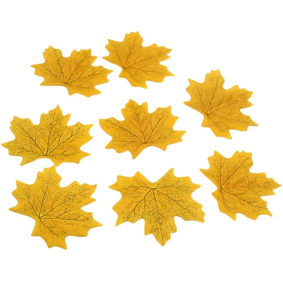 Yesbay 100 Pcs Fall Fake Silk Leaves Wedding Favor Autumn Maple Leaf Wedding Decoration,Fake Maple Leaf-Yellow
