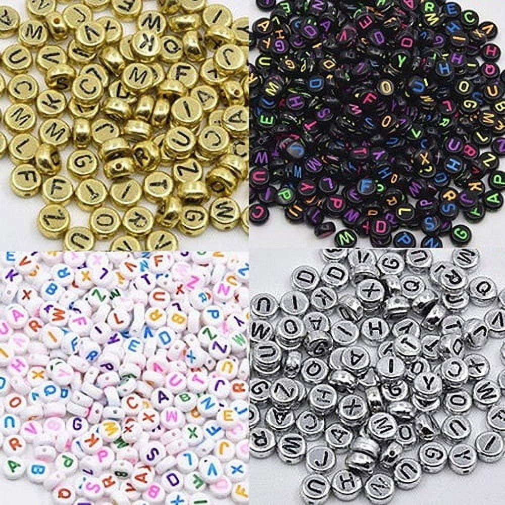 Yesbay 100 Pcs Spacer Acrylic Beads Cube Alphabet Letter Bracelet Jewelry Making DIY,Black Color Letter Alphabet Beads