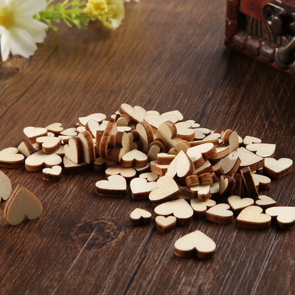 Yesbay 100 Pcs Wood Love Heart Shape Buttons Table Scatter Craft DIY Wedding Decor,Button