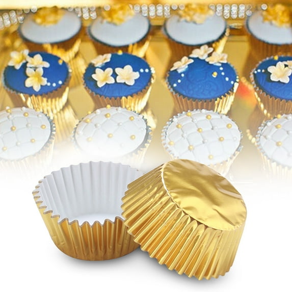 Yesbay 100Pcs Aluminum Foil Muffin Cases Paper Baking Cupcake Cups Kitchen Bakeware,Purple