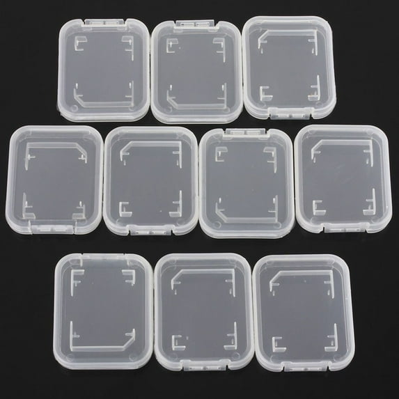 Yesbay 10Pcs Lightweight Clear Standard SD SDHC Memory Card Case Storage Holder Box Clear