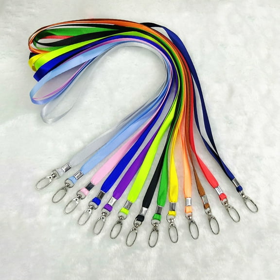 Yesbay 10Pcs Name Card Key Lanyard Metal Clasp Clip Anti-loss Neck Hanging Strap Holder