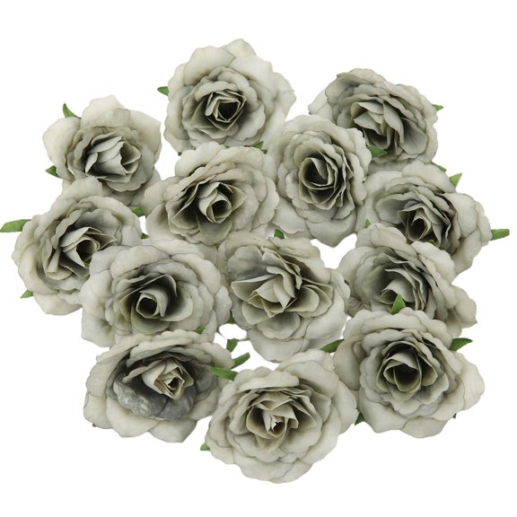 Yesbay 10Pcs/Set Simulation Flower Head Vivid Long Lasting Artificial Rose Flower Heads for Wedding,Dark Green