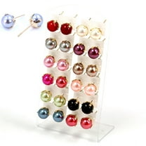 Yesbay 12 Pairs Elegant Earrings Round Faux Pearl Jewelry Women Party Ear Studs Set-Multicolor