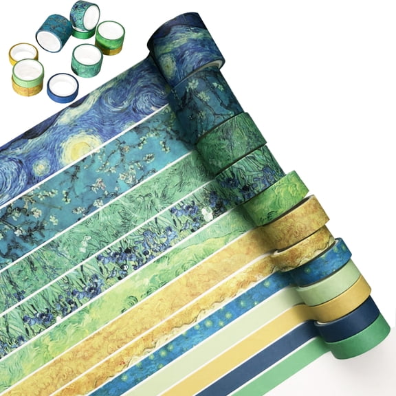 Yesbay 12 Rolls Washi Masking Tapes Set Japanese Decorative Writable Vintage Sticker Gift for DIY Crafts Arts Scrapbooking Journal Planners