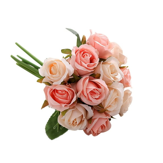 Yesbay 12Pcs/Bouquet Artificial Rose Flower Arrangement DIY Wedding Party Home Decor,Champagne
