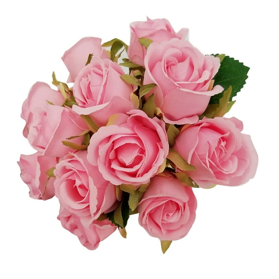 Yesbay 12Pcs/Bouquet Artificial Rose Flower Arrangement DIY Wedding Party Home Decor,Pink
