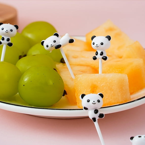 Yesbay 16 Pcs Fruit Fork Cute Panda Shape Food Dessert Picks Food-grade Bento Picks for